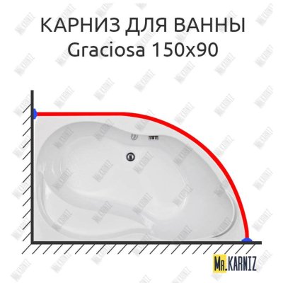Карниз для ванны Aquanet Graciosa 150х90 Усиленный 20 мм MrKARNIZ